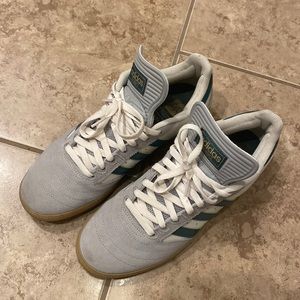 Adidas Busenitz Shoes, Men’s 9.5, light grey, cream and green